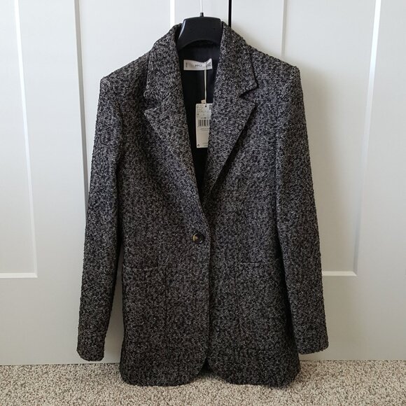 Elbow Patches Warm MANGO Blazer Wool Cotton Knit Pockets - Picture 5 of 13